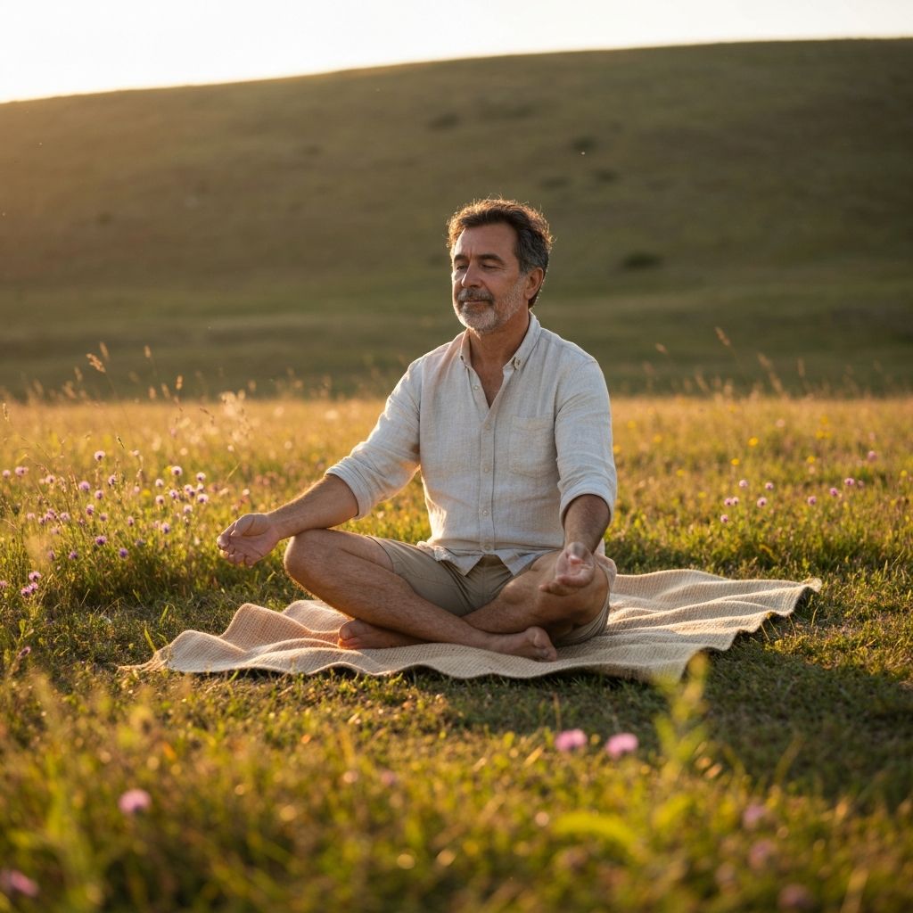 Man practicing mindfulness outdoors